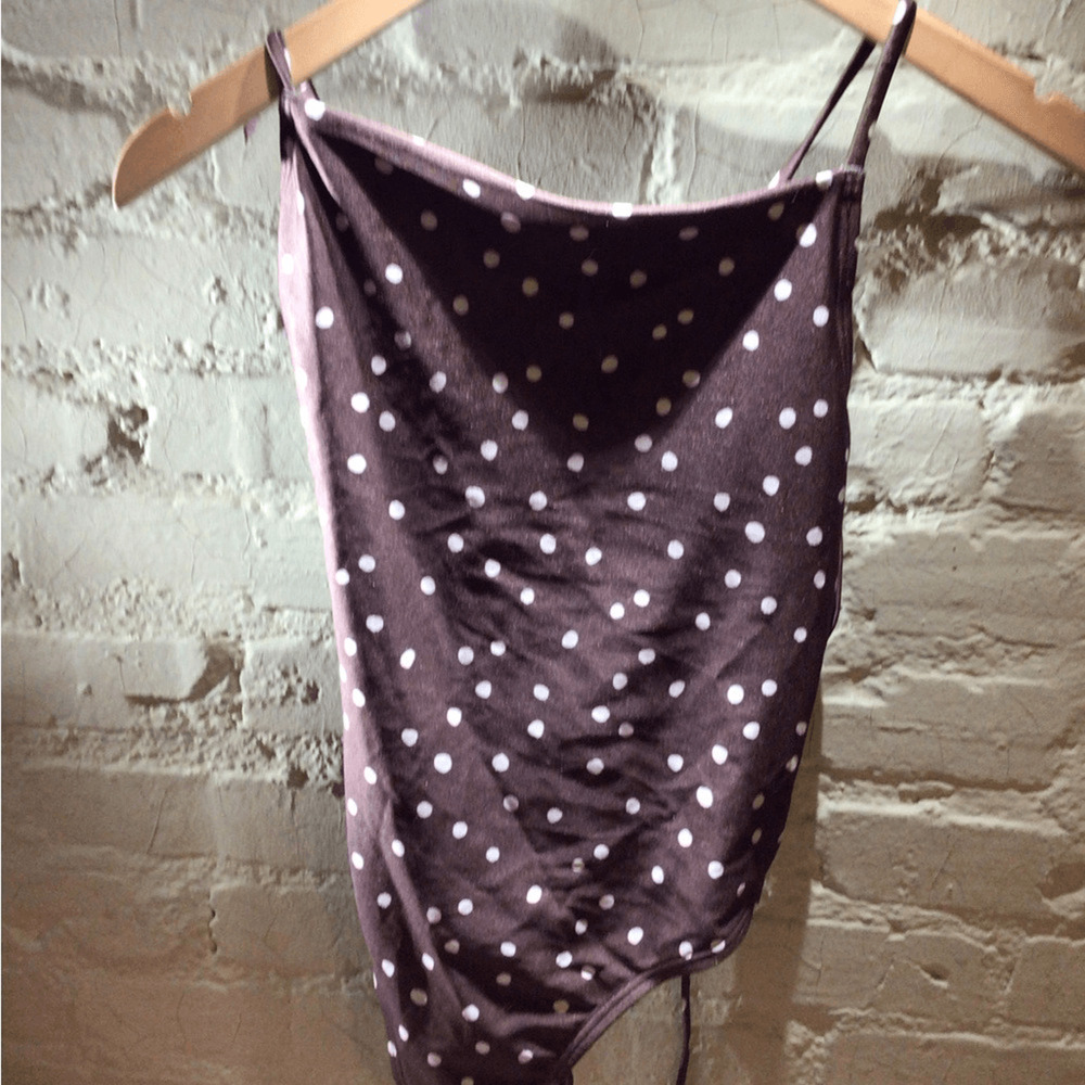 NEW! MINKPINK apron Polka Dot Brown One-Piece Swimwear - Picture 2 of 4